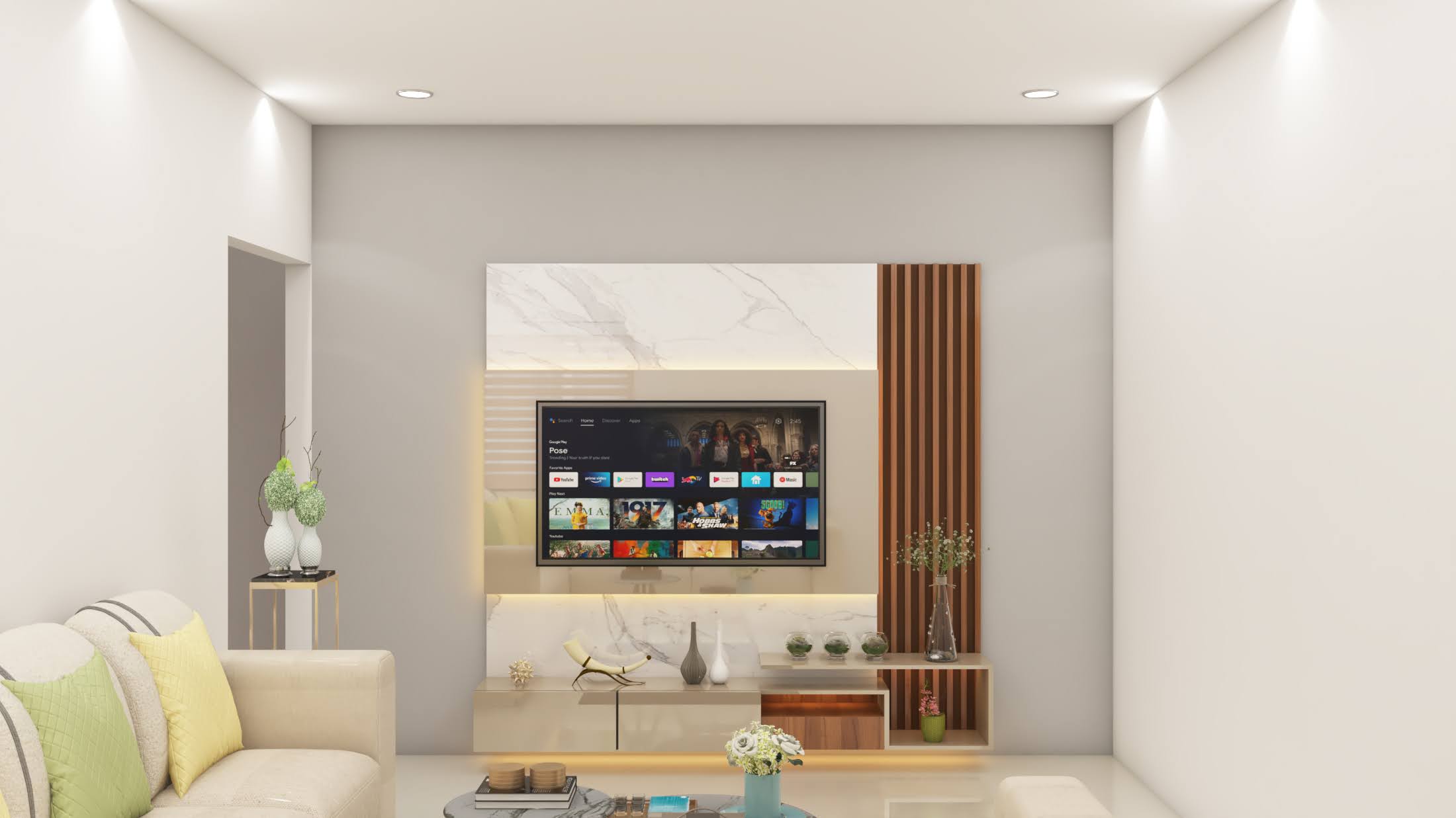 Marble Living Room TV Feature Wall